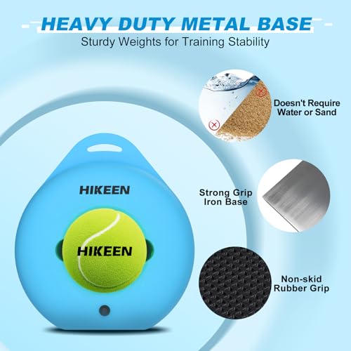 Image of Hikeen Premium Tennis Trainer Rebound with Metal Base,Portable Solo Tennis Trainer Set with 3 Highly Elastic String Balls,Tennis Practice Equipment for Adult Kids an Beginners