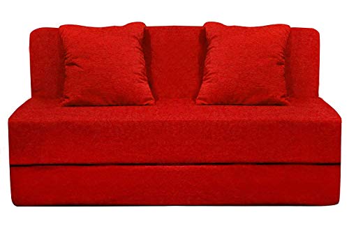 Image of Aart Store Three Seater Space Saving Foldable Sofa /Bed with Removable Washable Fabric Cover 5x6 (Red)