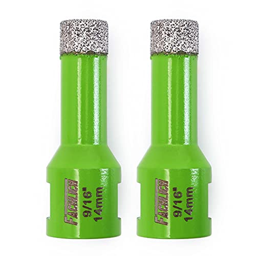 Image of Diamond Core Drill Bits,2pcs 9 /16 inch 14mm Ceramic Tile Drill Bits Vacuum Brazed Diamond Hole Saw for Porcelain Tile,Granite,Marble,Concrete,Masonry,Brick