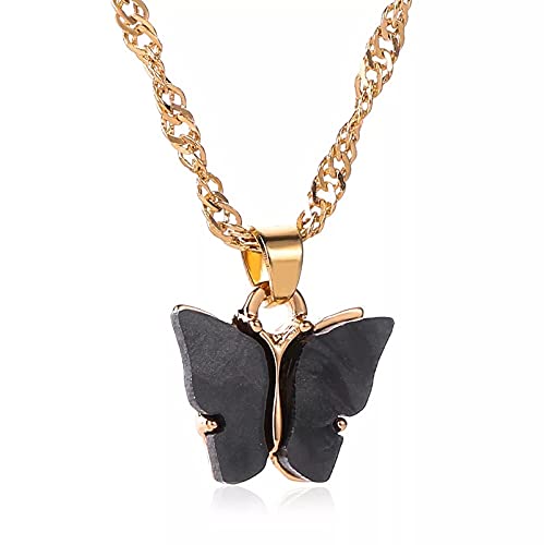 Vembley Pretty Gold Plated Black Butterfly Pendant Necklace for Women and Girls (B09BR6G1B5) Amazon Price History, Amazon Price Tracker