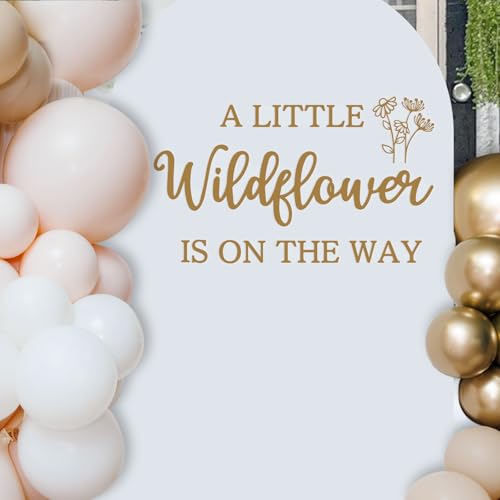 A Little Wildflower is on The Way Decal for Backdrop - Floral Baby Shower Decorations, Flower Themed Balloon Arch Backdrop Decorations