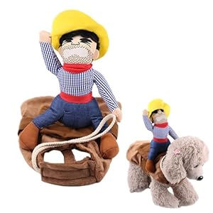 Disfraz de perro creativo de 1 pieza, disfraz de jinete de vaquero, disfraz de Halloween para perros, ropa divertida para mascotas, suéter para perros