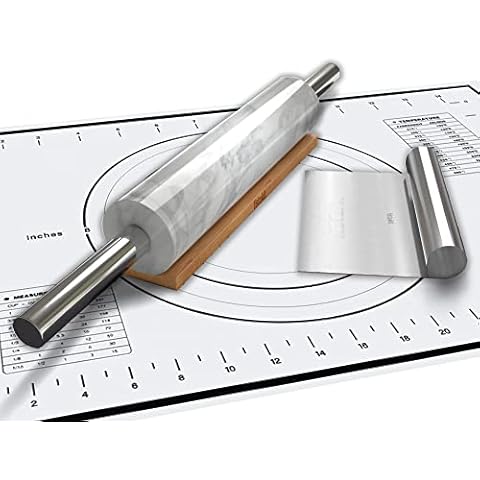 Fistukit White Marble Rolling Pin Baking Set Cover