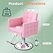 AWEPOPI Pink Salon Chair for Hair Stylist – Hydraulic Beauty Barber Chair with Crystal Button Tufting, Wide Seat, Adjustable Height & 360° Swivel for Barbershops, Spas & Home Use