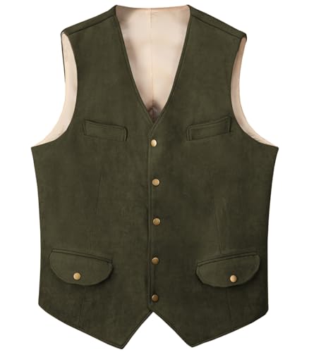 Bylunta Men'S Cowboy Suede Vest Western Casual Cowhide Suede Vest For Men cover