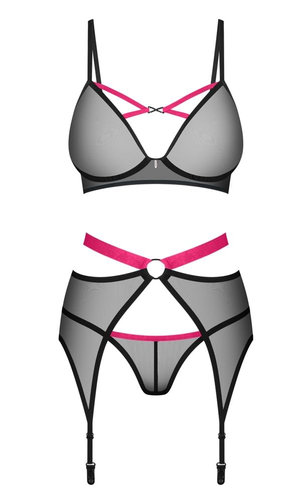 Obsessive Novenes Dessous-Set, Schwarz, XL/XXL