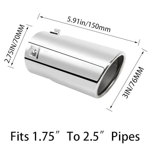 Image of Car Universal Exhaust Tips Stainless Steel Fit 1.75 to 2.5 Inch Car Exhaust Pipe Modification Tail Throat Tail Pipe Steel Exhaust Tips Finish Tailpipe