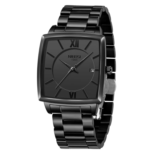 Image of NIBOSI Men's Watches Analog Military Sport Black Dial Watches for Men Business Waterproof Casual Watch Stainless Steel Wrist Watches Date