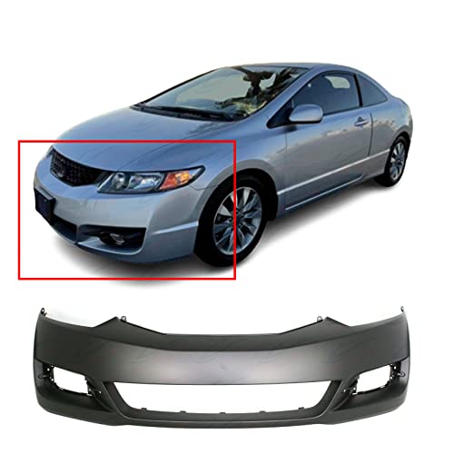 FitParts Compatible with Front Bumper Cover Fascia 2009-2011 Honda Civic DX-G DX EX-L EX LX Coupe 09-11. New Primed Without Sensor Holes, With Fog Light Holes. HO1000262 04711SVAA80ZZ