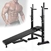 ilbcavne Fitnessbank plat opvouwbaar met halterrek, verstelbare Olympische halterbank met squat rack multifunctioneel dompelstation voor full body training (kleur: zwart)