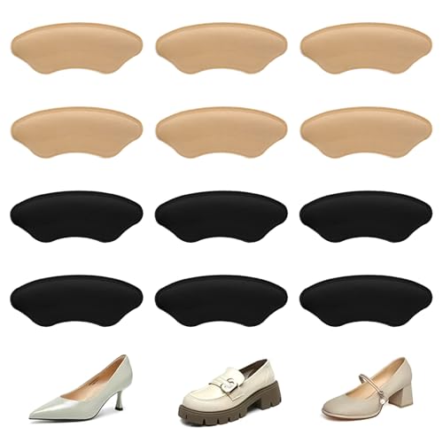Funalix 6 pares de almohadillas autoadhesivas para el talón, almohadillas protectoras para el talón contra la fricción con cojín de gel, soporte para talón para hombre y mujer, plantillas