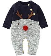Verve Jelly Newborn Baby Girls Boys Christmas Outfit Long Sleeve Knit Romper Jumpsuit Reindeer Pr...