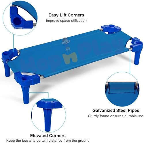 Hop N Play Kids Stackable Bed for Preschool/Daycare Bed, Sleeping Cots, Toddler Nap time Classroom Furniture, Standard Size (Stainless Steel Tubes)| Ages 0 to 7 Years - Blue (Pack of 2) - Image 4