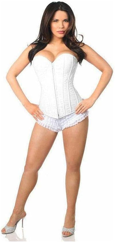 Lavish White Lace Overbust Corset w/Zipper (Small) - Image 3