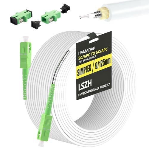 Hamadap 100FT Replacement SC/APC to SC/APC Fiber Optic Internet Cable, Pet-Proof Armored OS2...