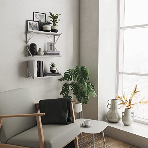 Wallniture Minori Washed White Floating Shelves For Wall Storage, Bathroom Shelves Over The Toilet Storage, Wood Wall Shelves Set Of 3 With White Brackets #TOP7