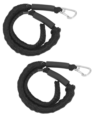 QWORK® 2er Pack Boot Festmacherleine 16mm Bungee Dock Leine mit Karabinerclip, Elastisch 122-168cm, Bruchfestigkeit 1000kg
