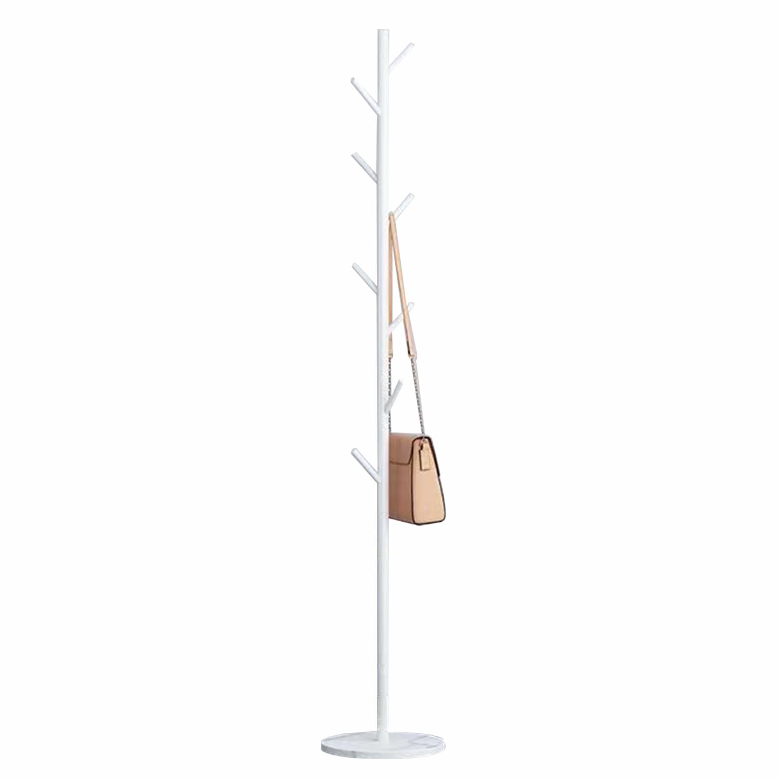 SUJOSAJU White Entryway Coat Stand with 8 Hooks, Heavy Duty Freestanding Tree Rack for Coats, Hats, Umbrellas and Accessories, Hallway Organiser