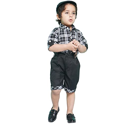 Image of AJ DEZINES Kids Casual Wear Clothing Cotton Shirt Short Set For Boys
