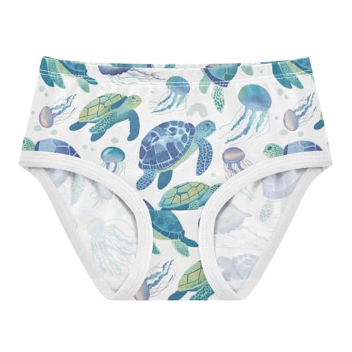 Wusikd Sea Turtle Girls' Underwear Cotton Jellyfish Girls Briefs Soft Toddler Underwear 2T