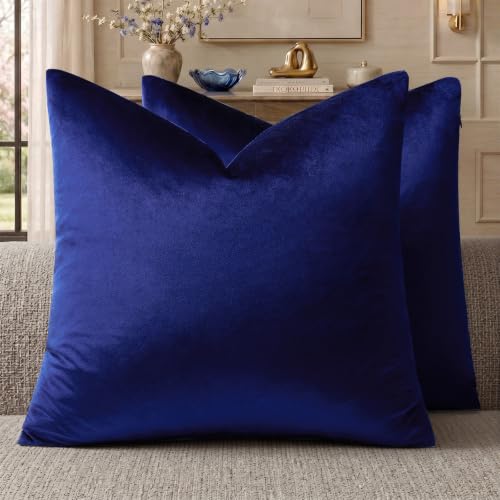 Image of GIGIZAZA Decorative Couch Throw Pillow Covers,Royal Blue Square Pillow Cushion Covers 22x22,Pillow Cases Velvet Pillow Covers