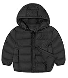 wantdo Baby Boy Girl Winter Jacket with Hood Light Puffer Coat for Toddler Black 18Month