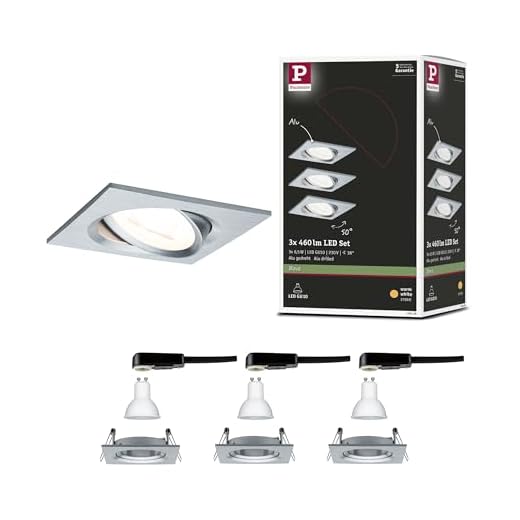 Paulmann Einbauleuchte LED Nova eckig 6,5W GU10 Alu IP23 sprühwassergeschützt 3er-Set schwenkbar
