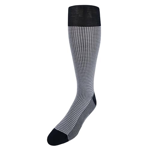 Trafalgar Men's Doyle Houndstooth Design Mercerized Cotton Mid-Calf Socks - Main Image