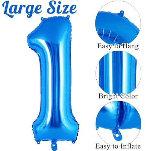 Image of 20 Pcs 16 Inch Blue Number 0-9 balloons, Number Foil Balloons, Small Mylar Numbers Balloon Custom Digital Balloons for Birthday Aniversary Baby Shower Party Decorations Supplies (Blue 2 Set)