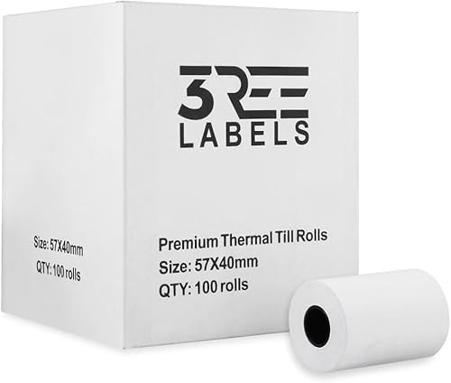 100 Rolls of 57x40 mm Thermal Paper Till Rolls, Cash Register Receipt, for PDQ POS EPOS EFTPOS, Credit Card Machine, Verifone, Barclays, Ingenico iCT200, iCT 220, iCT250, iCT 250