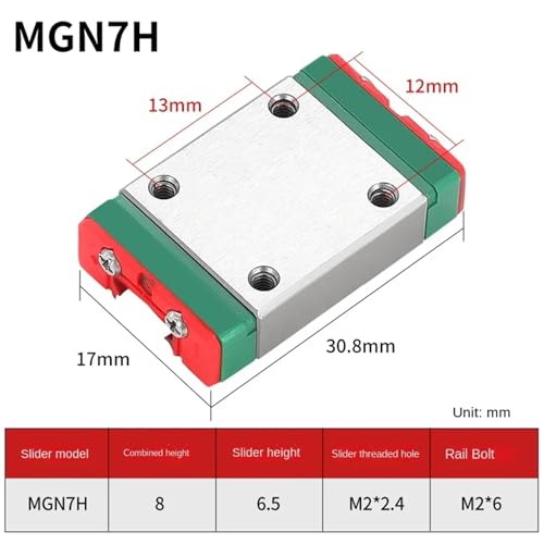 Rail guidage linéaire MGN7 miniature 150mm et patin MGN7H contre friction mécanique - 2