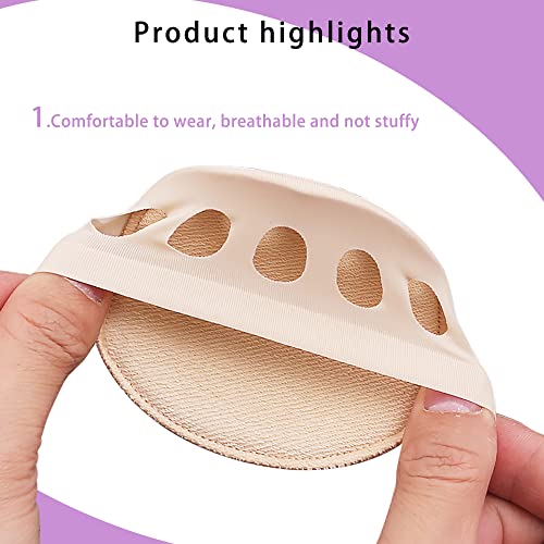 Image of SooGree Ball of Foot Cushions Honeycomb Fabric Metatarsal Pads Invisible Socks Pads for Women and Men Reusable Forefoot Pads (10 Pairs-Black)