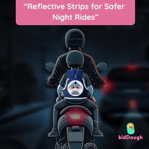 Image of KidDough Baby Safety Belt for Kids | Two Wheeler Bike /Scooty Belt for Kids Safety, Child Harness Safety Belt with Adjustable Baby Carrier for Toddlers & Baby (Cartoon Blue)
