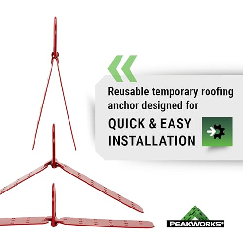 Image of Peakworks Temporary Roof Anchor Bracket - Stainless Steel Safety Roof Top Anchor Bracket for Roofing Work - Industrial, Construction, Roofing Fall Protection - ANSI & OSHA Compliant