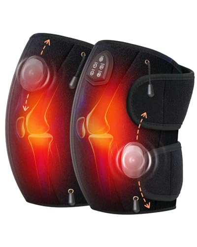 CooCoCo Knee Massager for Pain Relief, Movable Vibration Motor, Knee Massager with Heat, Gifts for Men Women Dad Mom, FSA Eligible Heating Pad for Knee