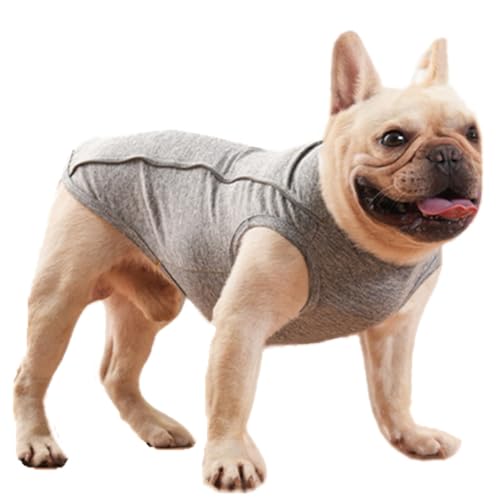 AttRex 犬 服 春 夏 小型犬 中型犬 犬の服 かわいい ペット服 薄手 チワワ トイプードル ドッグウェア タンクトップ dリング付き 涼しい 通気 散歩 お出かけ ペット用品 (L,ライトグレー)