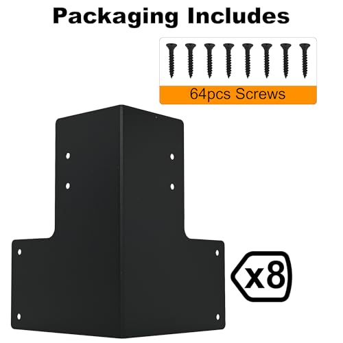 8Pcs Workbench Brackets Kit, 4x4 Heavy Duty Steel Workbench Corner Bracket with Screws, Work Bench Kit for DIY Shop Tables, Planer Stands, Workshop Shelves, Gazebos, Woodworking by KUJIBGY - Image 2