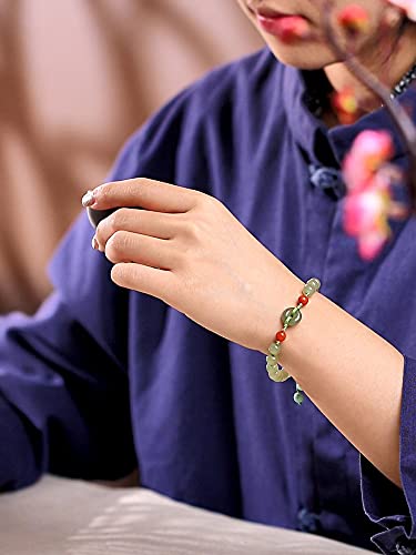 Feng Shui Wealth Healing Crystal Jade 9A Hetian Nephrite Jade Bracelet Dewy Moss Green Rare Chakra Gems Wu Lou/Gourd Harmony Buckle Ancient Coin Calabash Charm Prosperity Wealth Longevity4