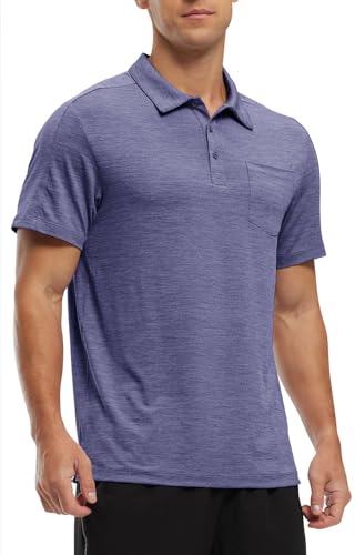Image of Rdruko Men's Polo Shirts Short Sleeve Quick Dry Outdoor Golf Sports Shirts with Pocket