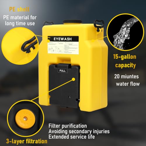 Image of Magula 15 Gallon Portable Eye Wash Station OSHA-Approved,Wall Mounted Emergency Eyewash Station with Dual Spray,Ansi Certified First Aid Eye Wash Units,20 Minutes Eye Washing Station