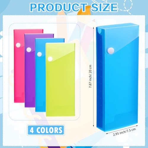 Image of Watersay 24 Pcs Slider Pencil Case Bulk for Classroom Clear Plastic Pencil Box with Pull out Drawer Snap Closure Storage Box Translucent Crayon Boxes Back to School Organizer (Mixing Colors)