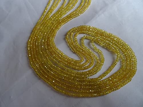 Saphir jaune naturel facetté de 2-3 mm en fil de 35 cm pour création
