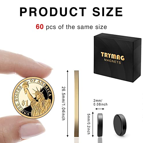Trymag 30Pcs Small Refrigerator Magnets Bundle With 60Pcs 5X2Mm Disc Magnets #TOP2