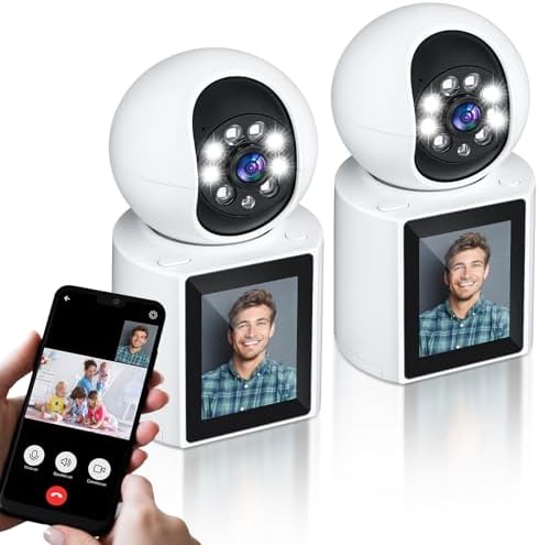 Copkim Two-Way Video and Audio Camera Indoor with 2.8-Inch 1080p Screen, Pet Camera with Phone App Security Camera Video Calling Camera for Child/Elder/Dog/Pet(2 Pcs)
