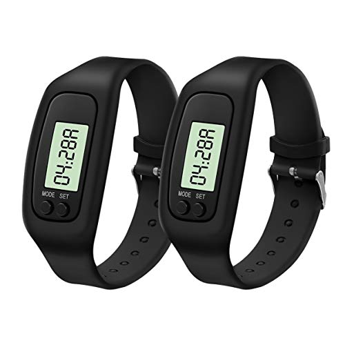 NICERIO LCD Pedometer Watch - Step Counter Watch Pedometer Watch Simple Walking Pedometers Watch Sport Watch with Silicone Watch Band for Men Women,2pcs