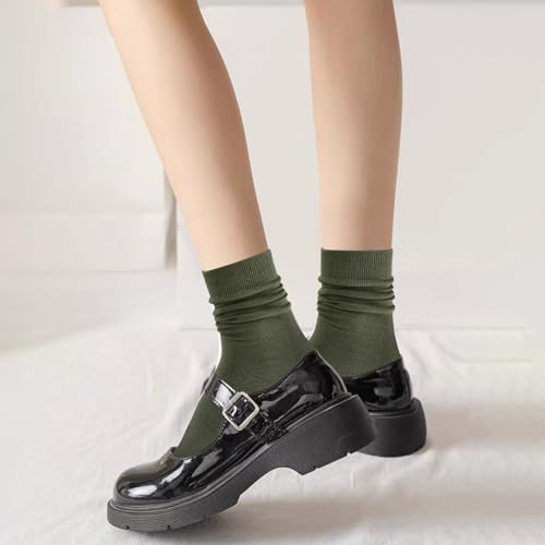 Image of MORECOO 6 Pairs Socks for Women, Cute Ruffle Frilly Ankle Socks, Cotton Lace Crew Socks for Mary Jane Shoes, 6 Pack