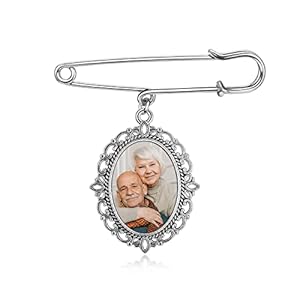Wedding Bouquet Personalized Photo Charm Memorial Keepsake Boutonniere Pin Brooch Picture Custom Memorial Gift for Mother Of Bride Or Groom