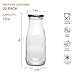 QAPPDA 12 oz Glass Bottles, Clear Glass Milk Bottles with Silver Metal Lids, Vintage Breakfast Shake Clear Container, Vintage Drinking Bottle with Whiteboard Labels and Pen for Party,Kids,Set of 20