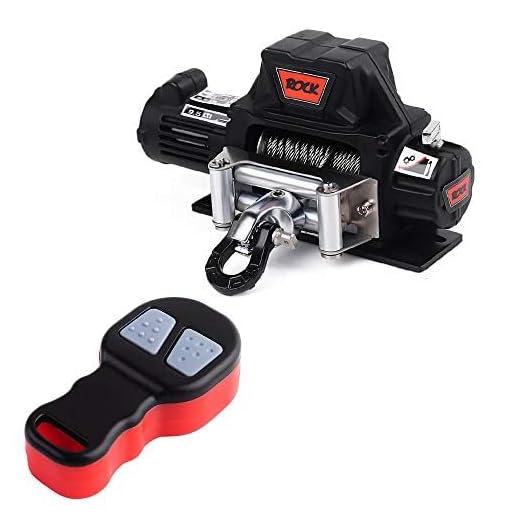 INJORA Metal Automatic Winch Wireless Remote Controller System for 1:10 RC Crawler Car Axial SCX10 90046 TRX4 Redcat (Black)