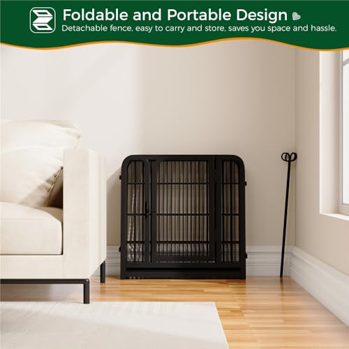 Yaheetech Welpenlaufstall 60cm hoch, 6-teiliger Faltbarer Welpenauslauf, Automatische Verriegelung, DIY Hundepark für drinnen und draußen, werkzeugfreie Montage